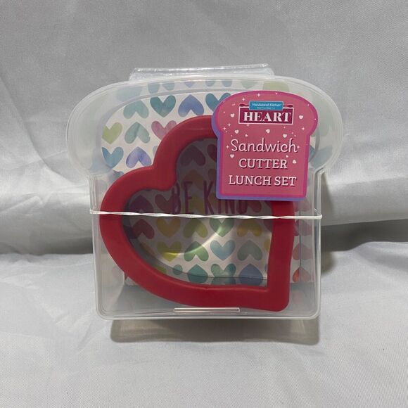 Heart Sandwich Cutter Lunch Set by Handstand Kitchen Clear and Red - Picture 2 of 10